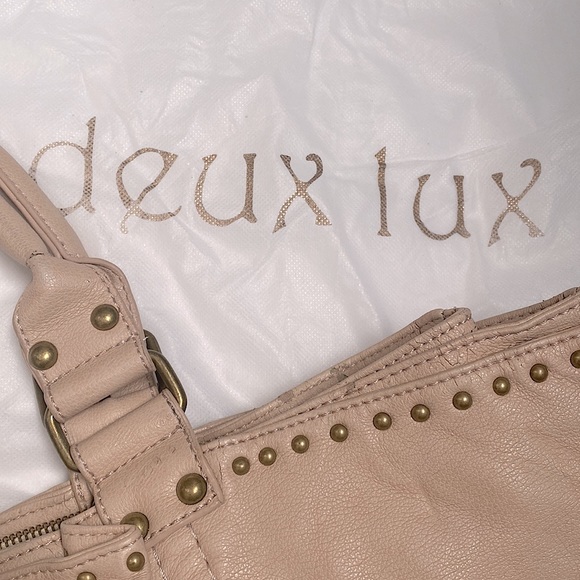 LF Deux Lux Tote Handbag Cream Nude Leather Spring ‘09 Blush Studded Large Bag - Picture 8 of 15